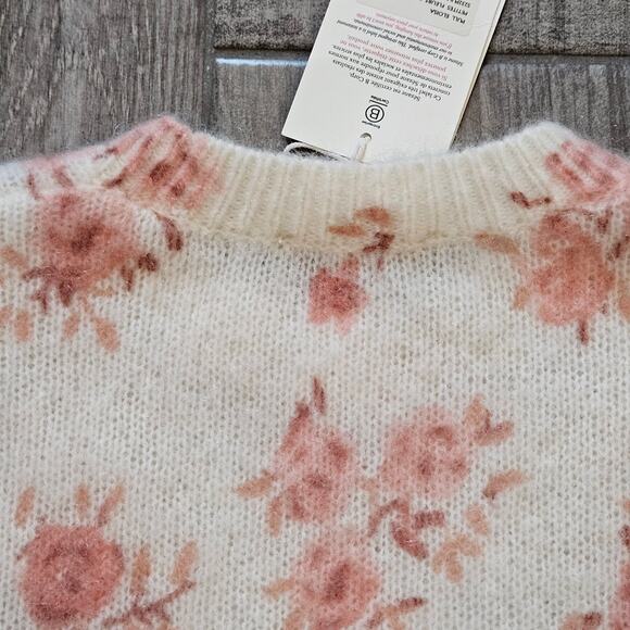 Sezane Eloisa Mohair Wool Floral Sweater Size L Romantic Cozy Knit French Chic - Picture 7 of 13